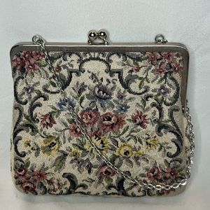 Vintage 1950s Delil Floral Tapestry Purse
